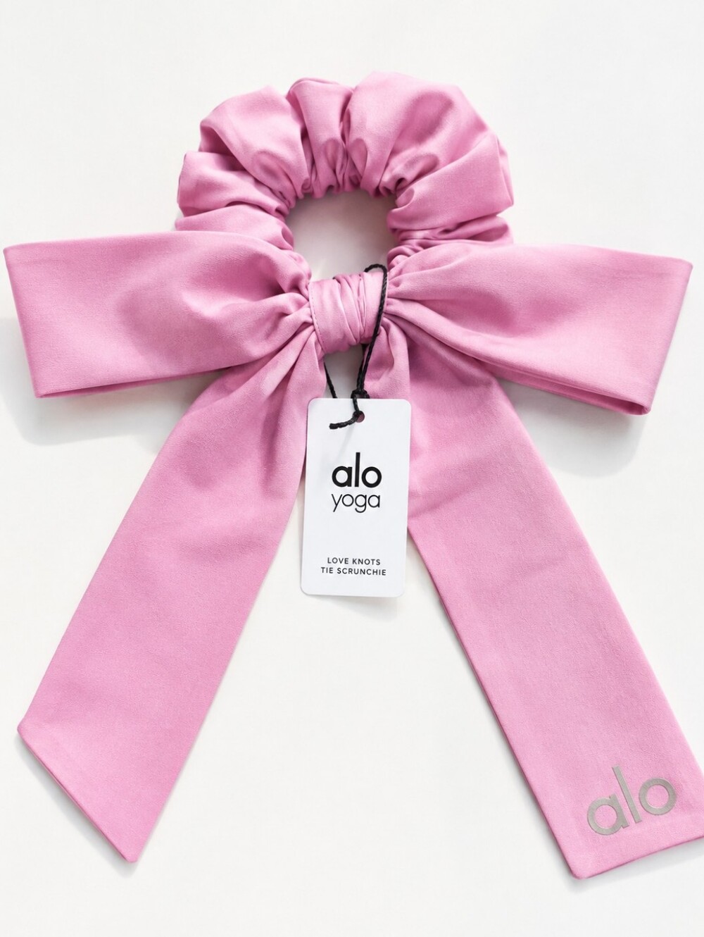 NWT Alo Yoga Love Knots Tie Scrunchie Candy Heart Pink Bow Hair Tie